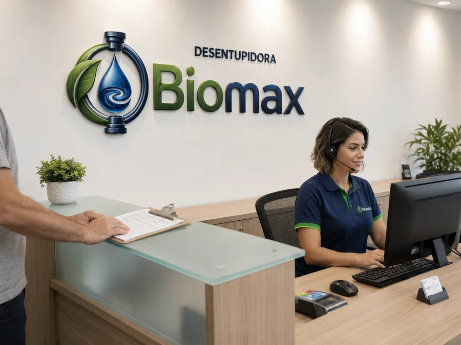 Atendimento Biomax Desentupidora com recepção profissional